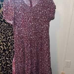 J. Crew Burgundy Floral Midi Dress